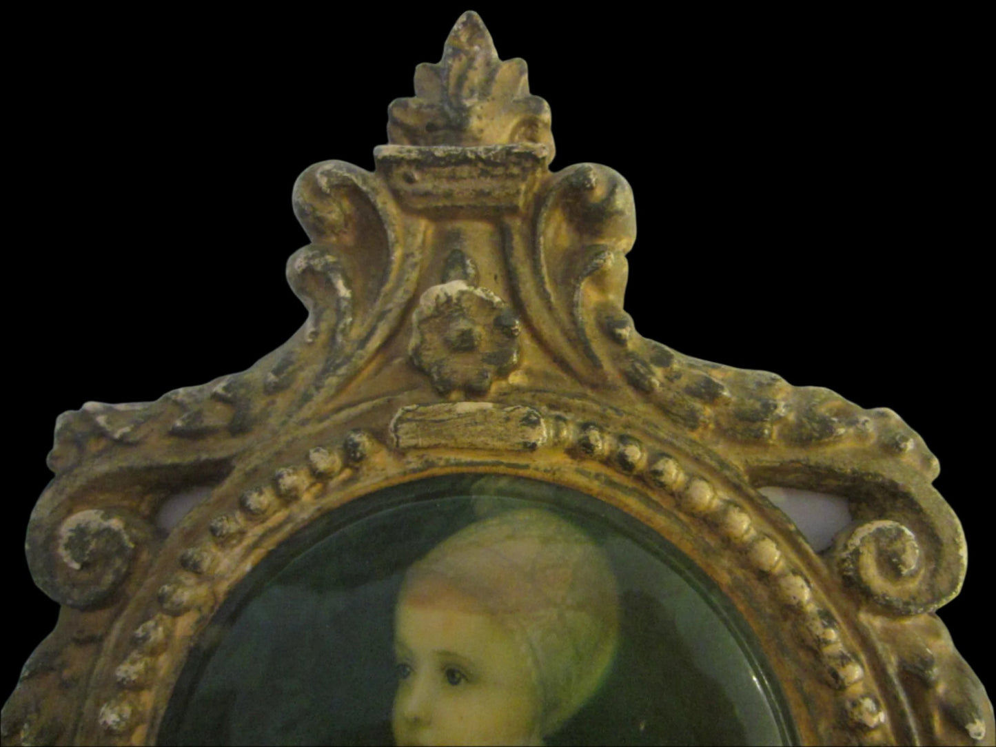 Rococo Style Gilt Crest Child Portrait Art