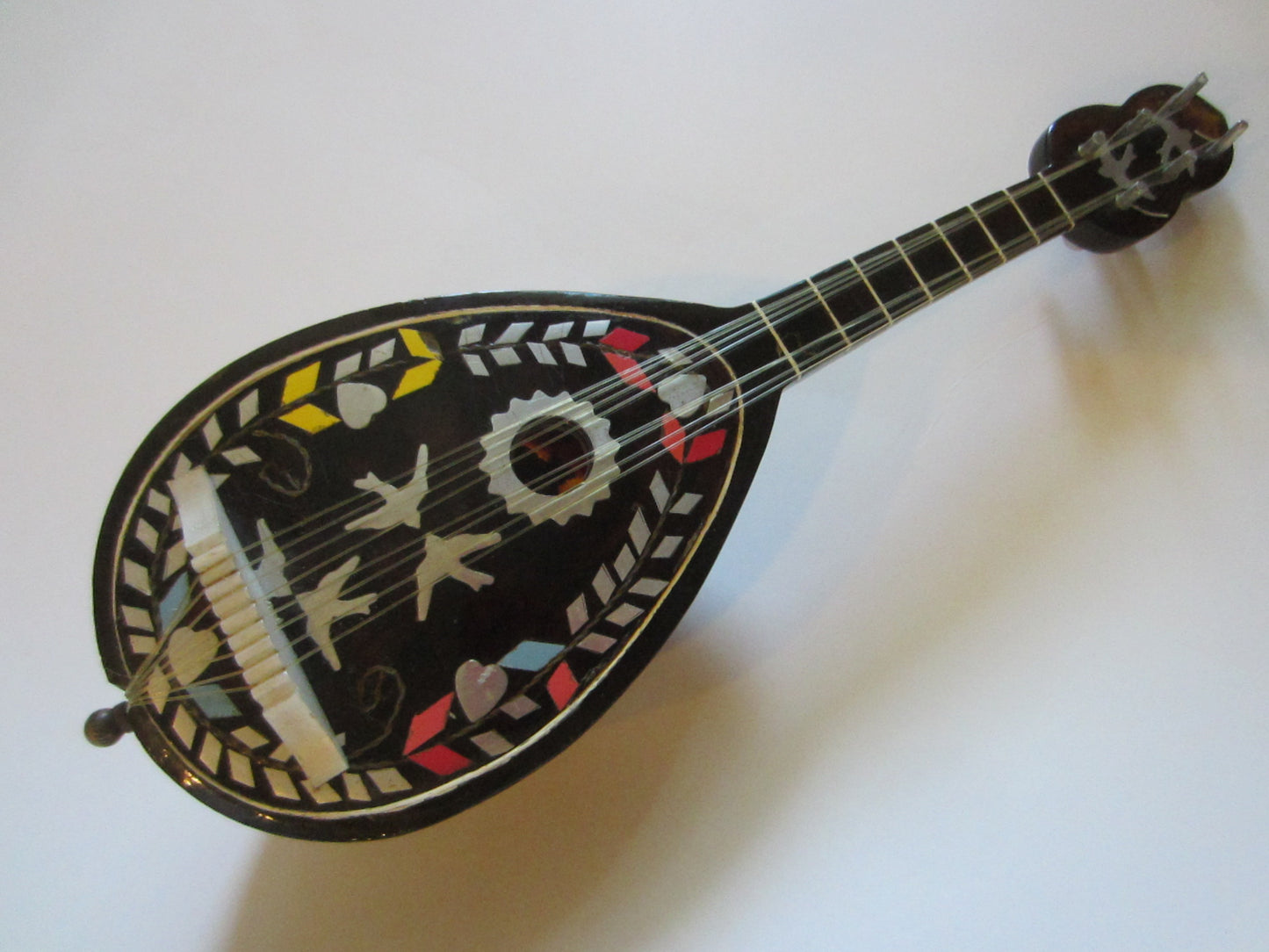 Musical Mandolin Composed Bakelite Geometric Characters Mother Of Pearl