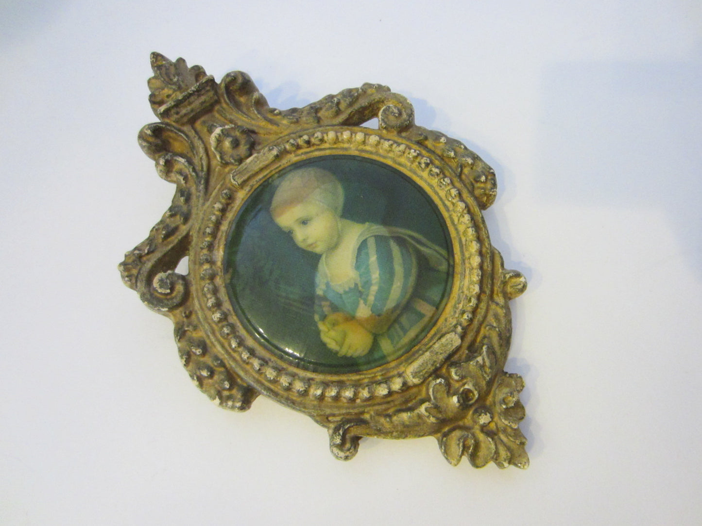 Rococo Style Gilt Crest Child Portrait Art