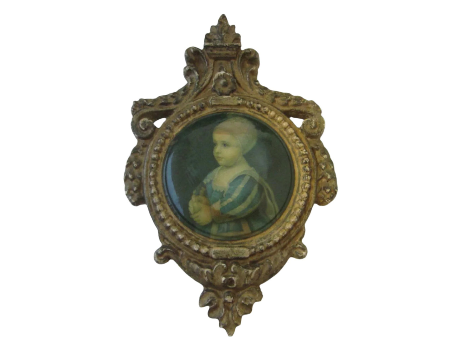 Rococo Style Framed Portrait Gilt Crested Icon