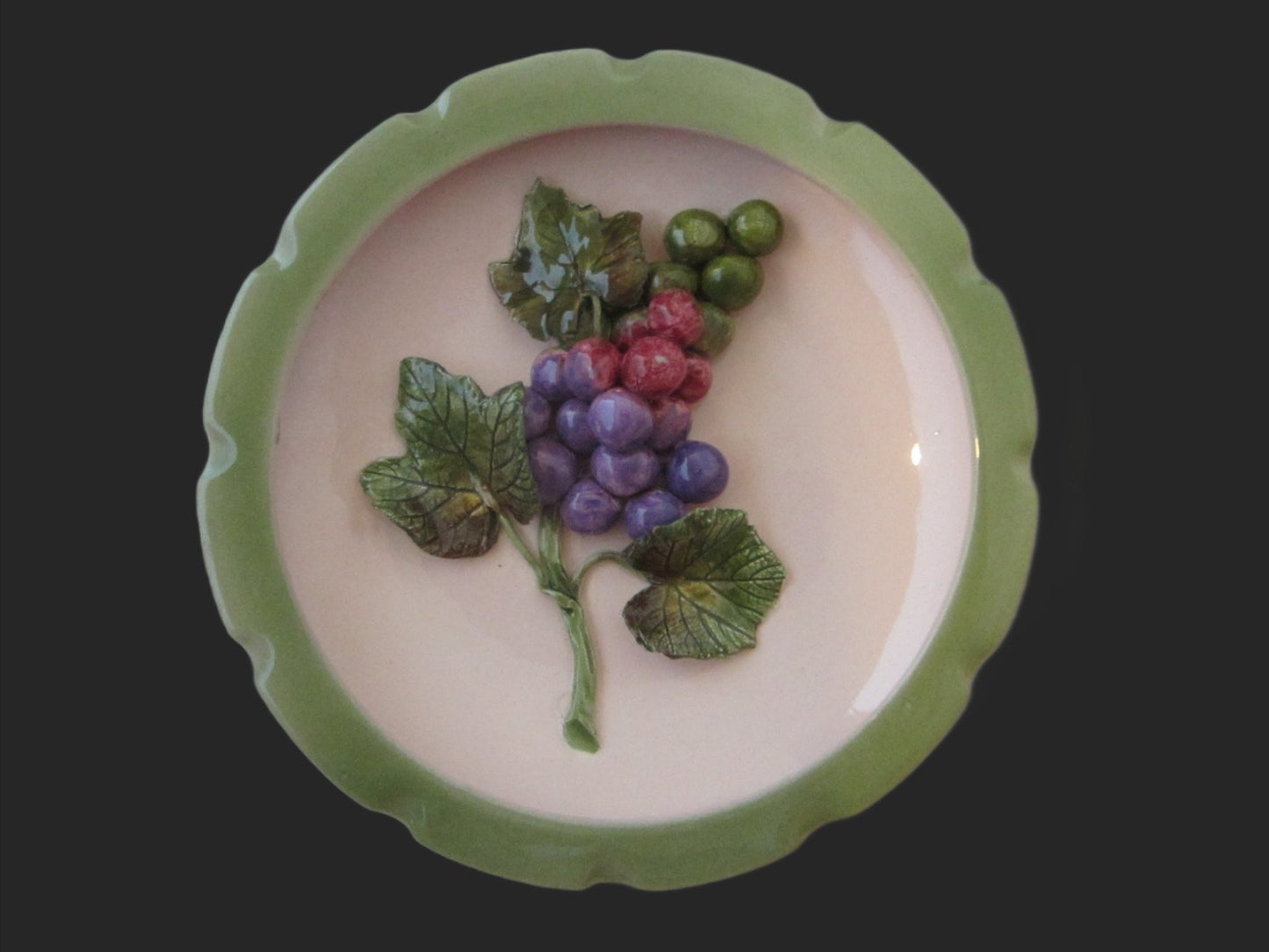 Wildwood Pasadena Ceramics Majolica Purple Red Grape Cluster Wall Art - Designer Unique Finds 