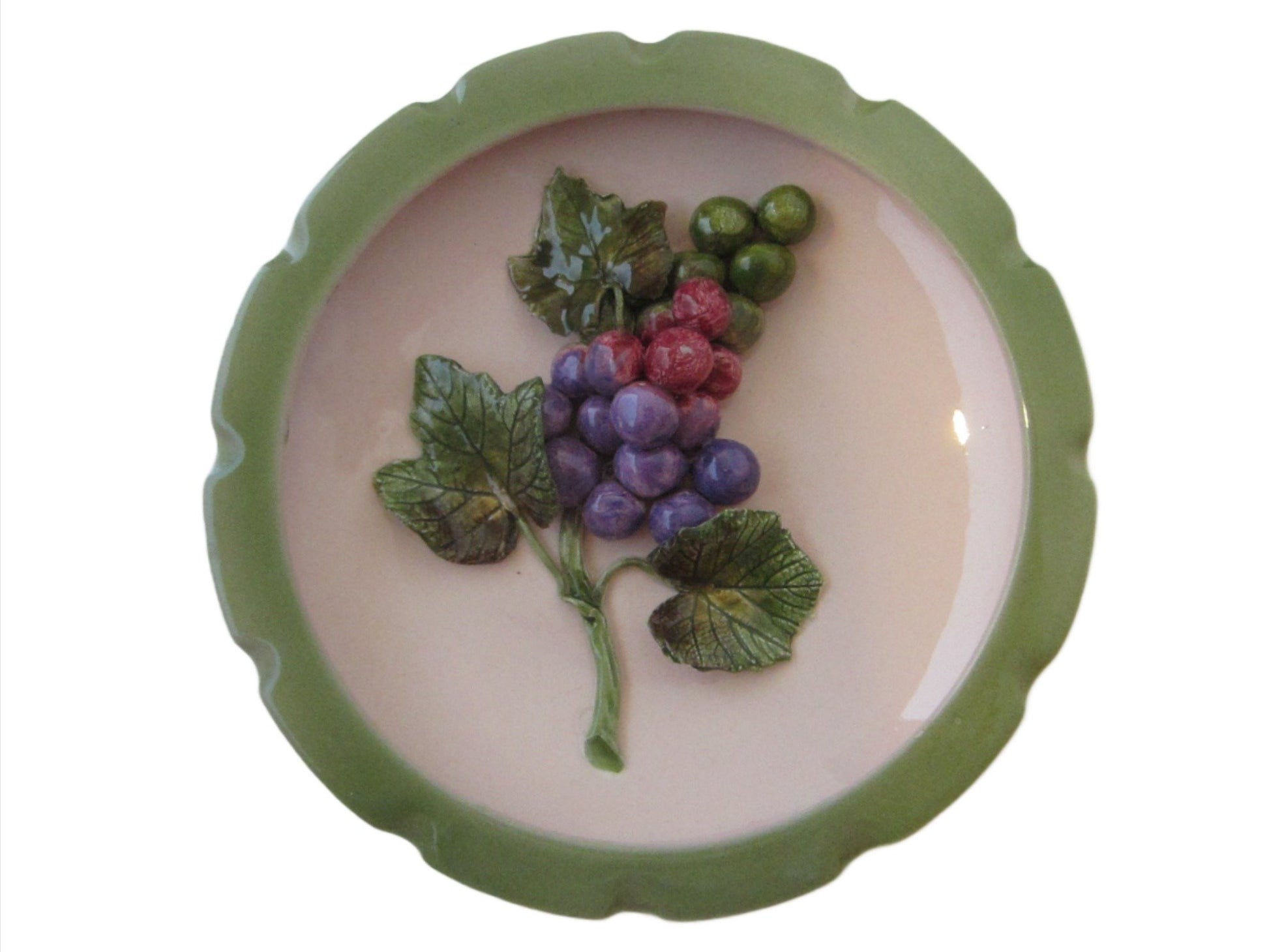 Wildwood Pasadena Ceramics Majolica Grape Cluster Wall Art - Designer Unique Finds 