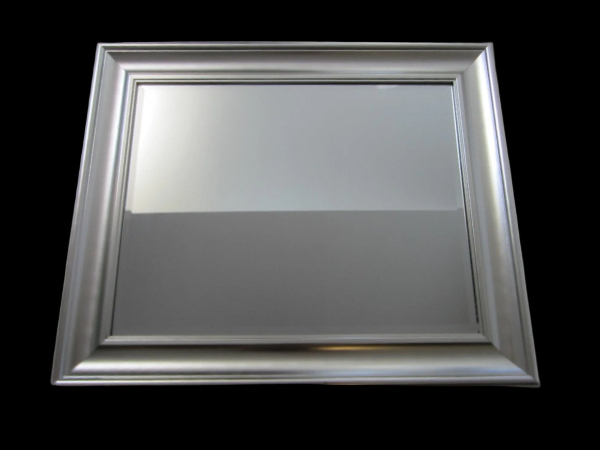 Contemporary Silver Painted Wood Modern Beveled Mirror - Designer Unique Finds 
 - 1