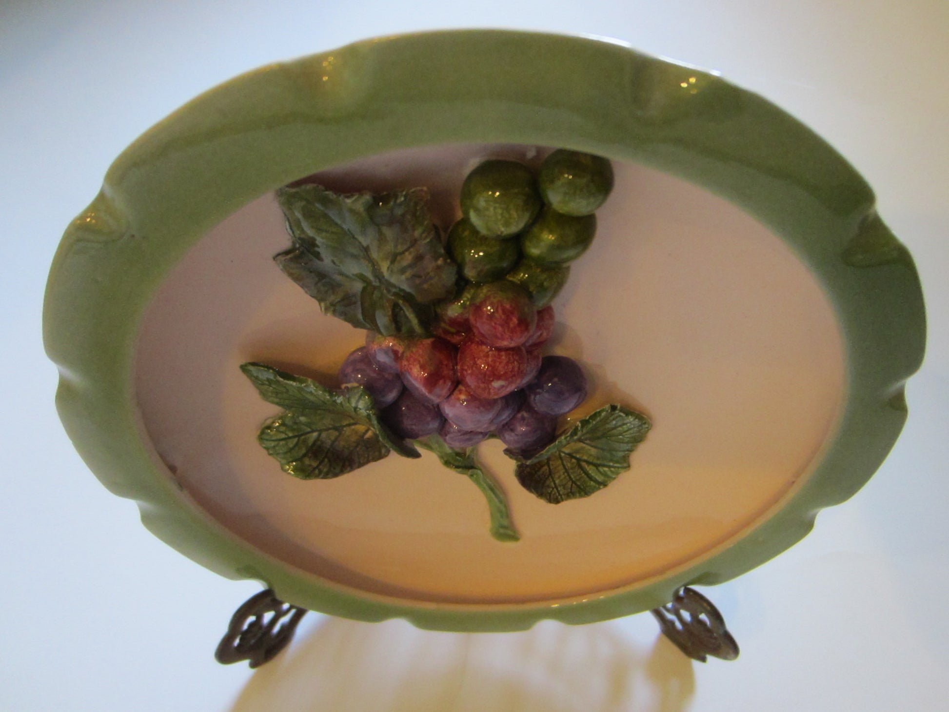 Wildwood Pasadena Ceramics Majolica Purple Red Grape Cluster Wall Art - Designer Unique Finds 