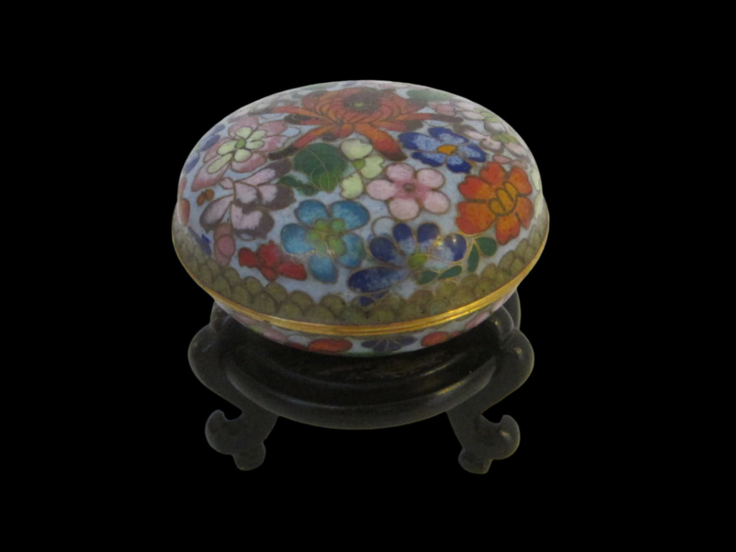 A Mini Cloisonne Lotus Bronze Powder Box