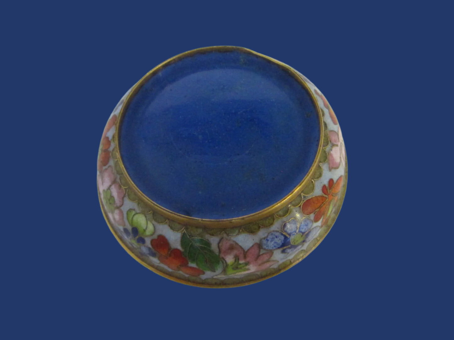 A Mini Cloisonne Lotus Bronze Powder Box