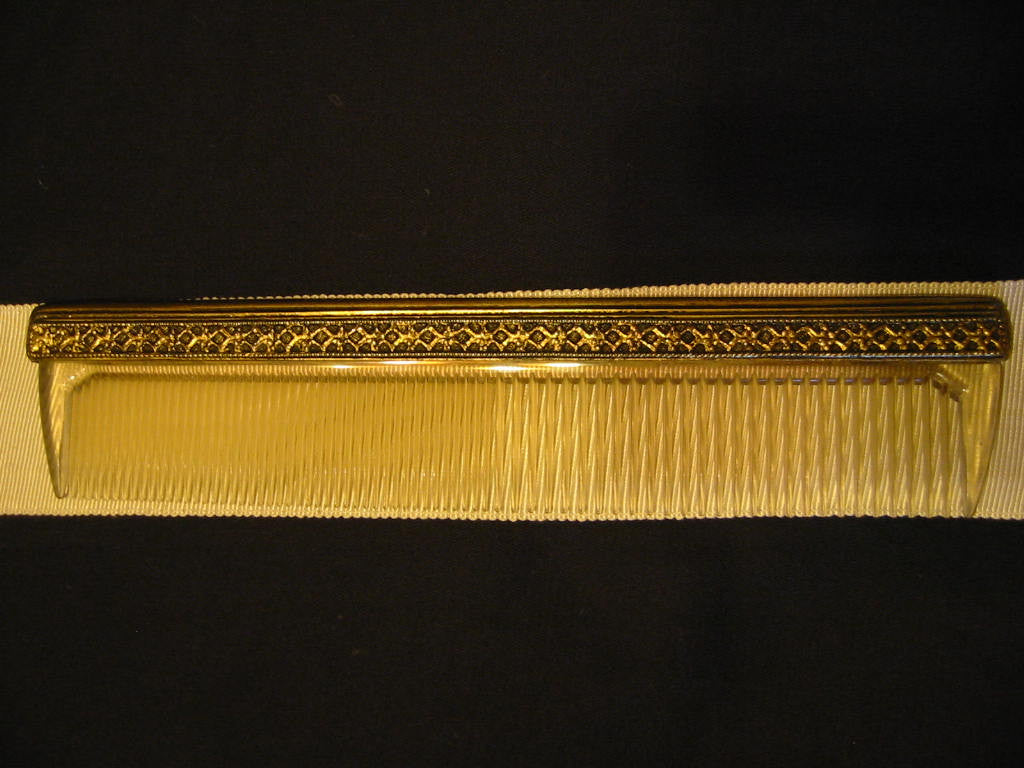 Mid Century Globe USA Vanity Brass Hair Comb - Designer Unique Finds 