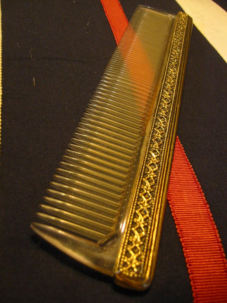 Mid Century Globe USA Vanity Brass Hair Comb - Designer Unique Finds 