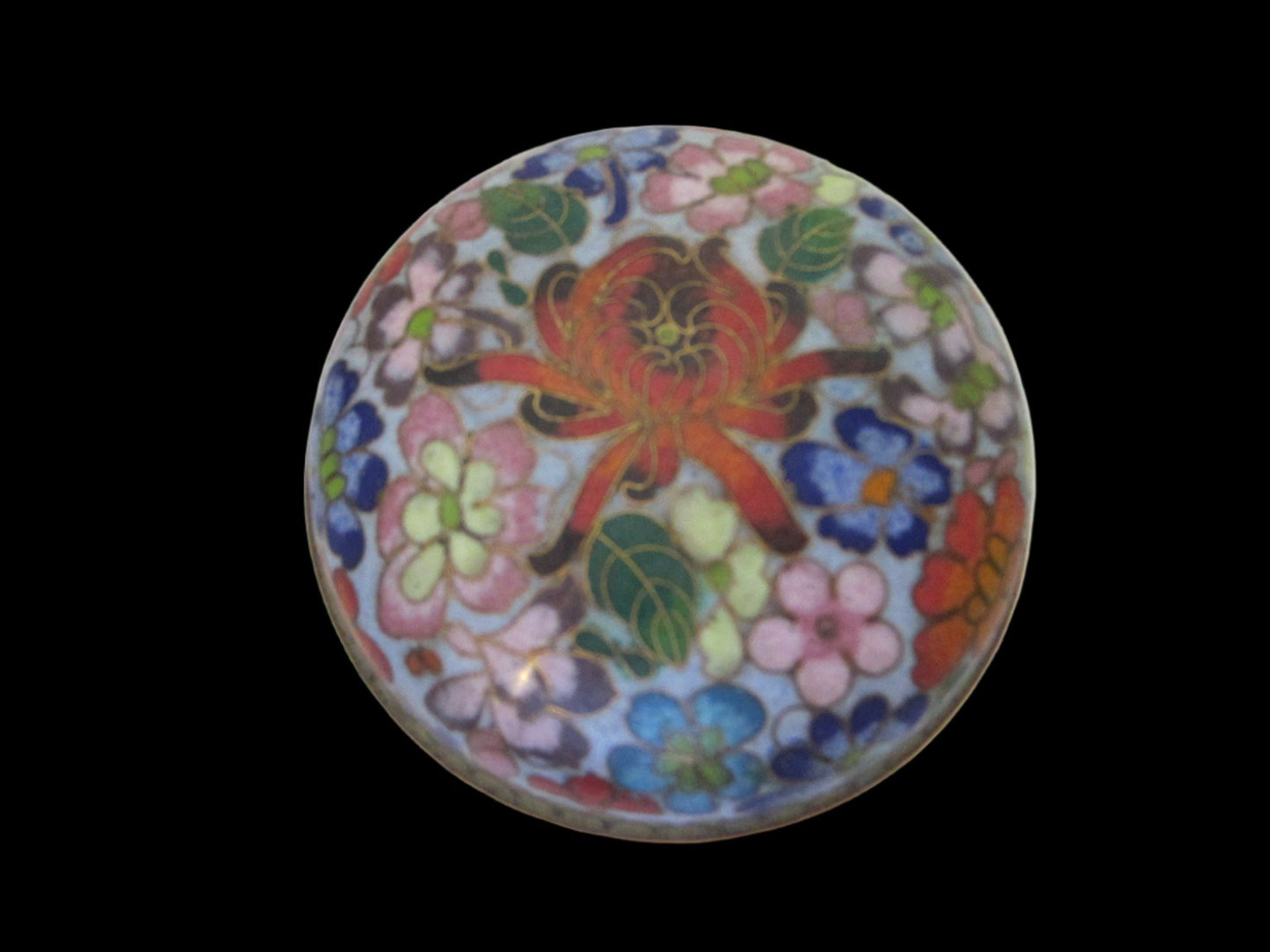 A Mini Cloisonne Lotus Bronze Powder Box