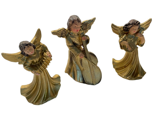 Italian Musicians Winged Golden Paper Mache Angels Made In Italy