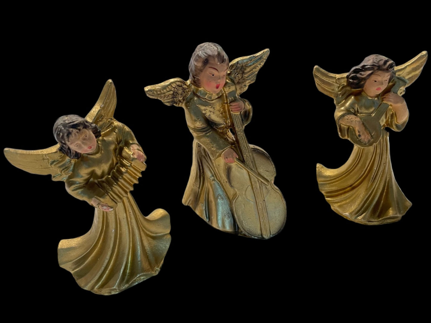 Italian Musicians Winged Golden Paper Mache Angels Made In Italy