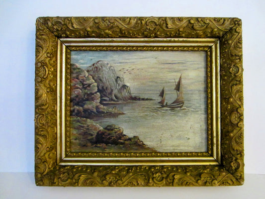 Seascape Sail Boats Ocean Impressionist Oil On Board