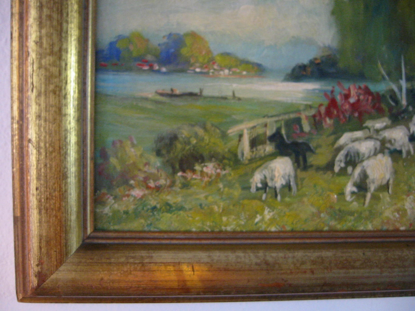 Continental Impressionist Landscape Oil On Canvas Titled Sheppard - Designer Unique Finds 