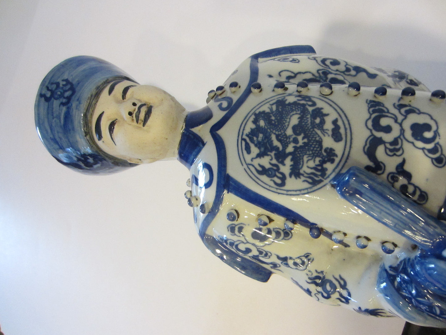 Asian Chinoiserie Blue White Ceramic Traditional Couple Figures