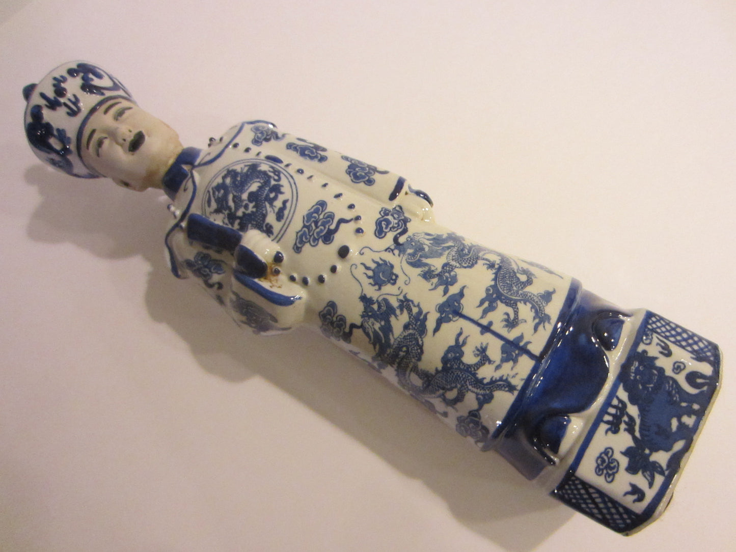 Asian Chinoiserie Blue White Ceramic Traditional Couple Figures