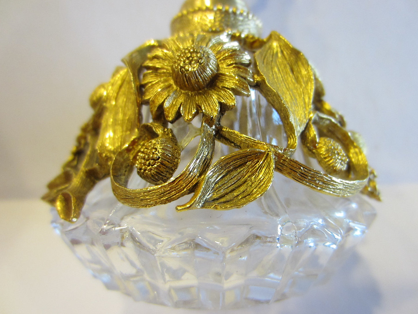 Matson Ormolu Signed Perfume Bottle Daisy Flower Cut Crystal - Designer Unique Finds 
 - 5