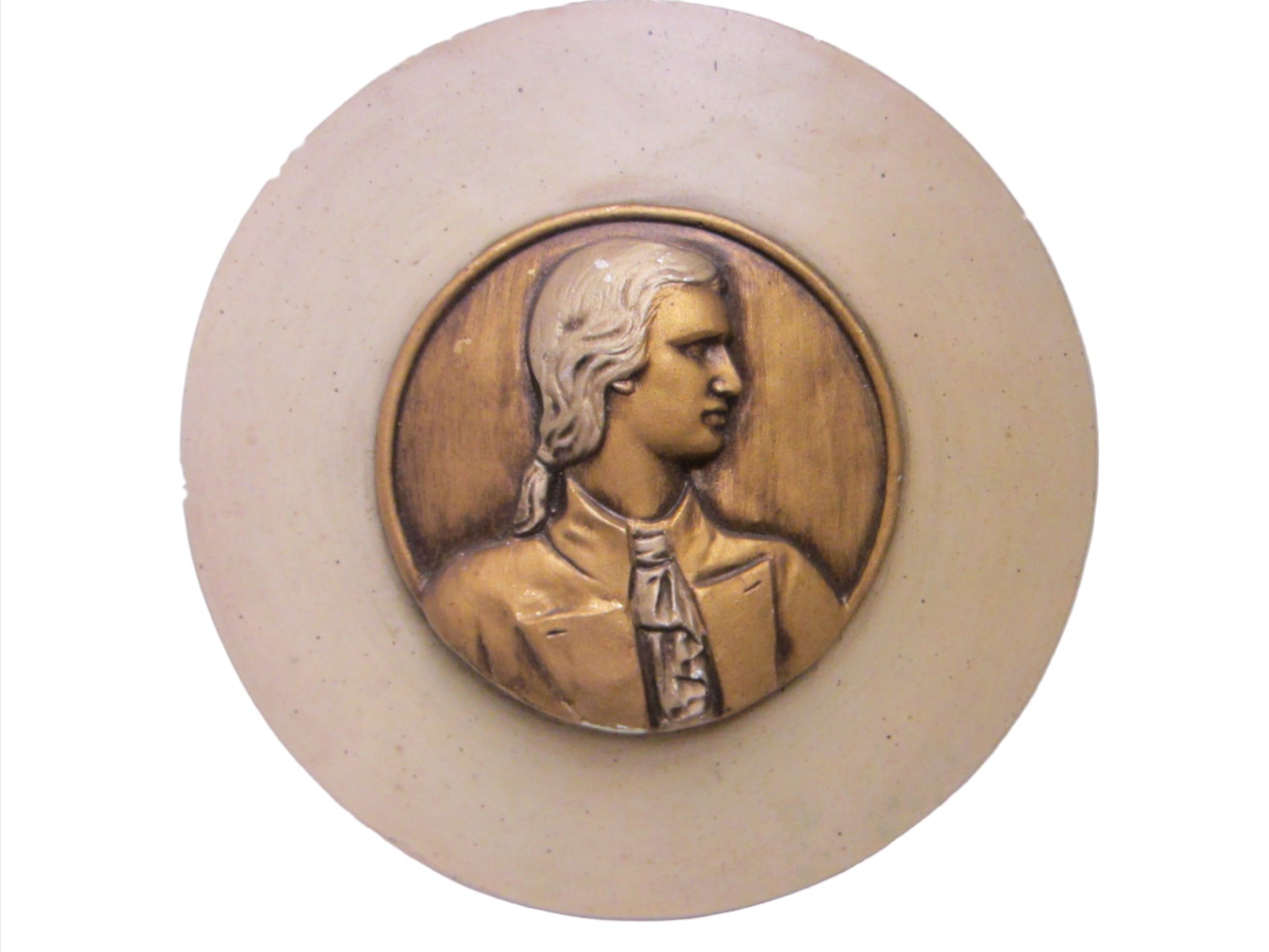 Composer Musician Portrait Icon Chalk Ware Gilt Figurative Plaster Plaque