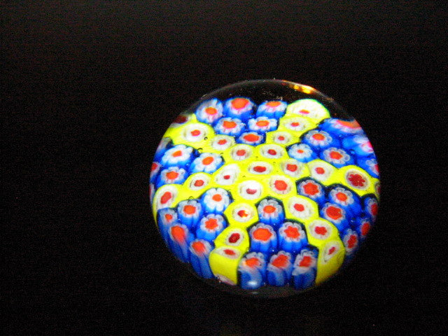 Murano Paperweight Star Blown Millefiori Glass Flowers - Designer Unique Finds 