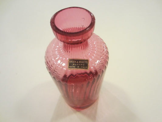 Nason Moretti Murano Pink Glass Mini Carafe Made In Italy 