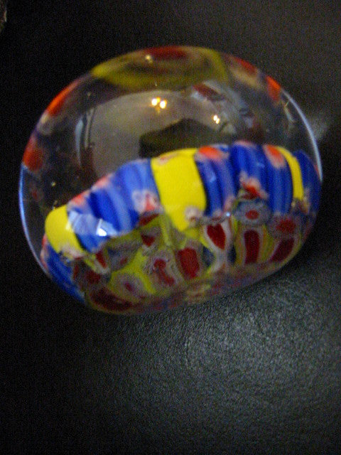 Murano Paperweight Star Blown Millefiori Glass Flowers - Designer Unique Finds 