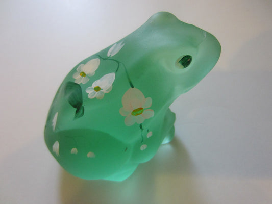 Lenox Green Frog Hand Painted by Designer V Cline Fenton Glass - Designer Unique Finds 