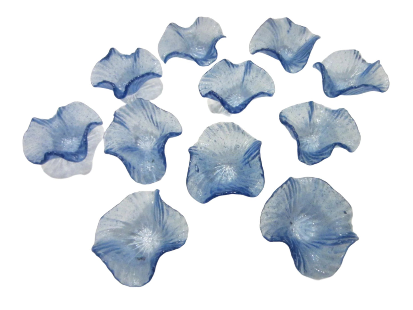 Venetian Blue Glass Decorative Miniature Petals Bowls - Designer Unique Finds 