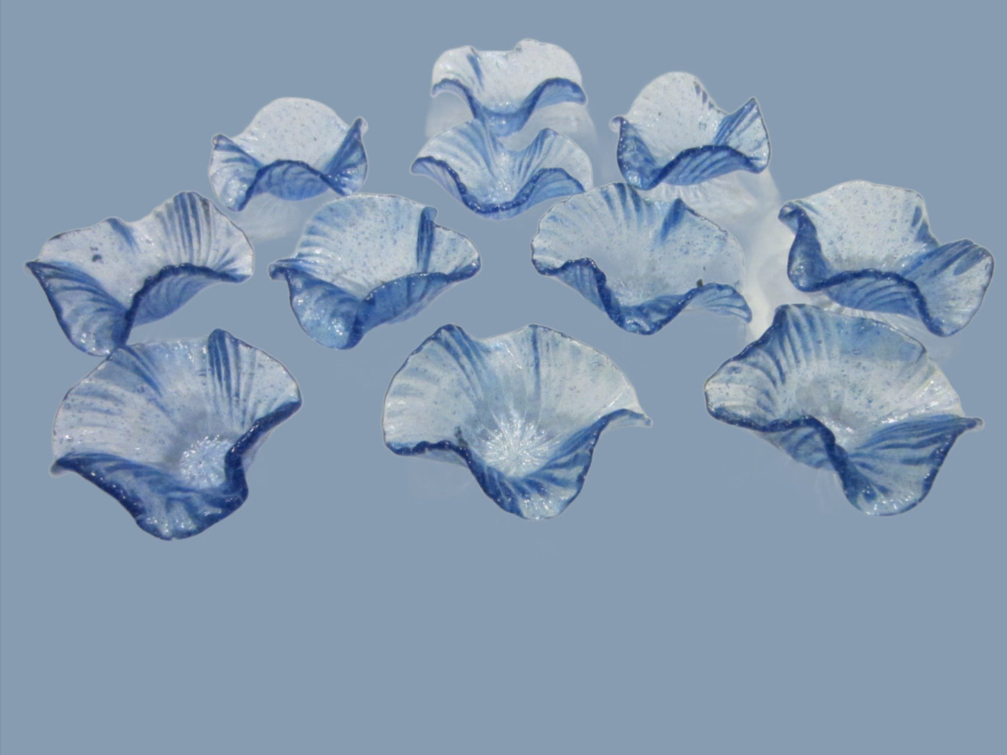 Venetian Blue Glass Decorative Miniature Petals Bowls - Designer Unique Finds 