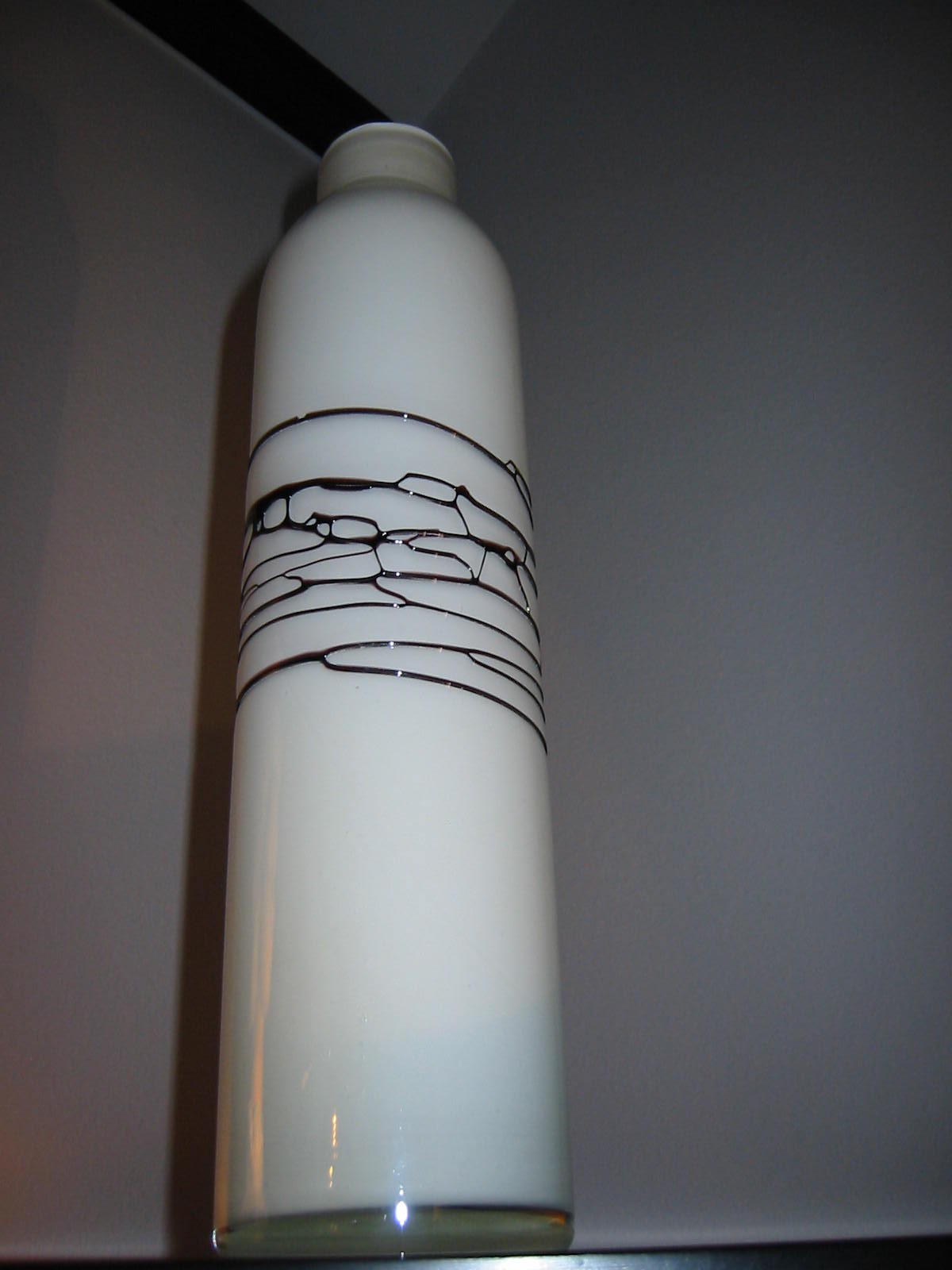 Abstract Overlay Bottle Shape Tall Milk Glass Vase - Designer Unique Finds 