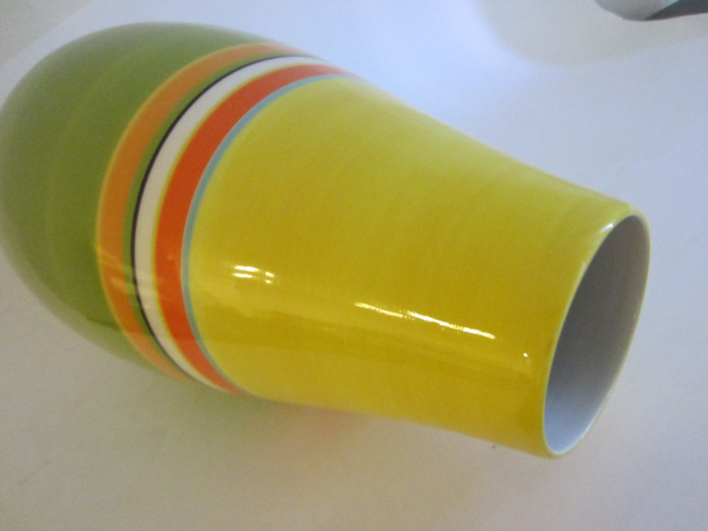 Crate and Barrel Portugal Modern Porcelain Colorful Vase - Designer Unique Finds 