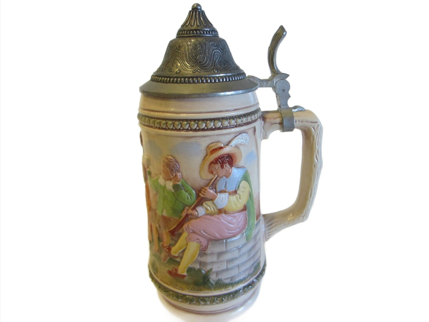 West Germany Gerz Figurative Tankard Pewter Zinn Lid Stein