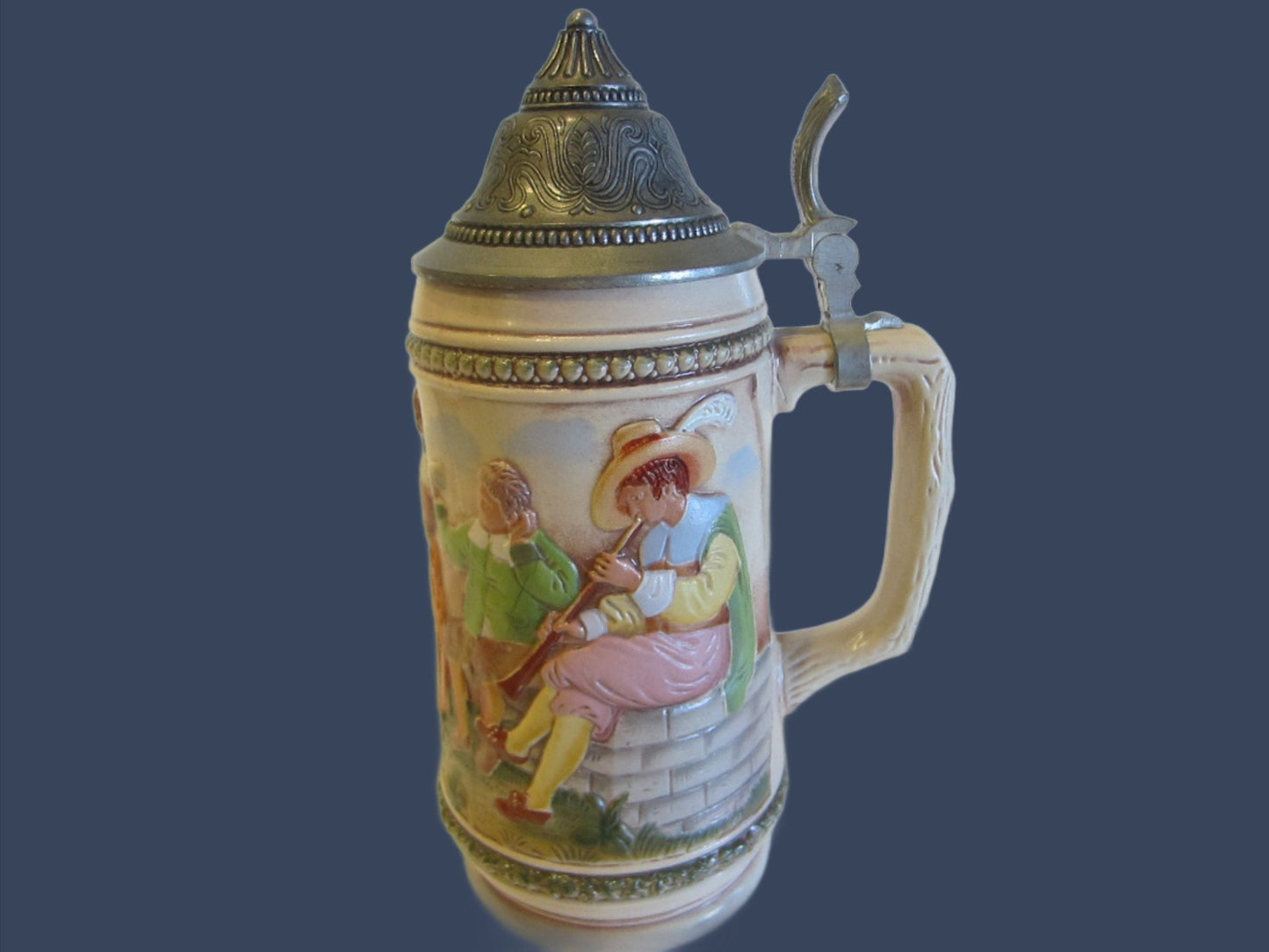 West Germany Gerz Figurative Tankard Pewter Zinn Lid Stein