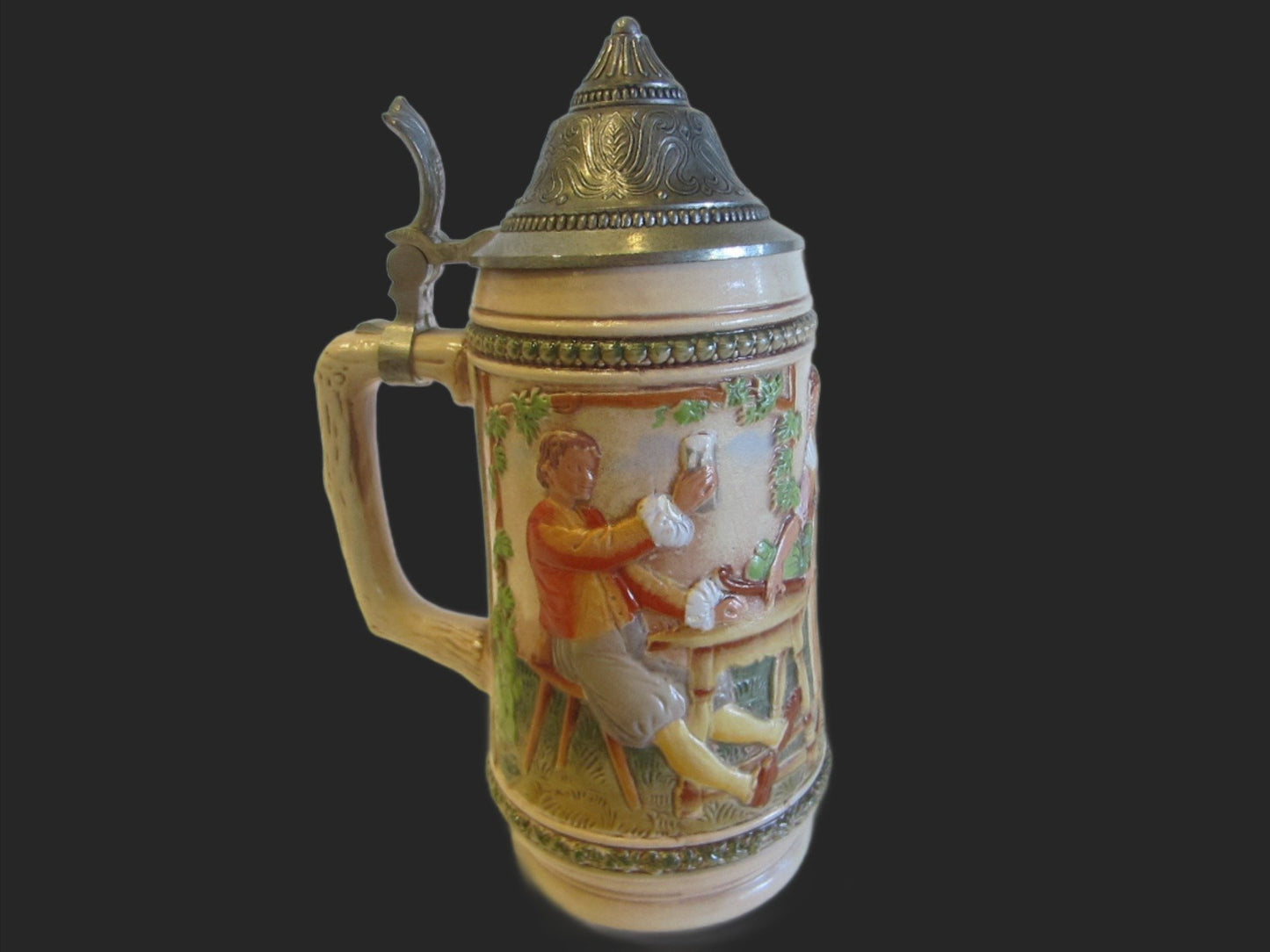 West Germany Gerz Figurative Tankard Pewter Zinn Lid Stein