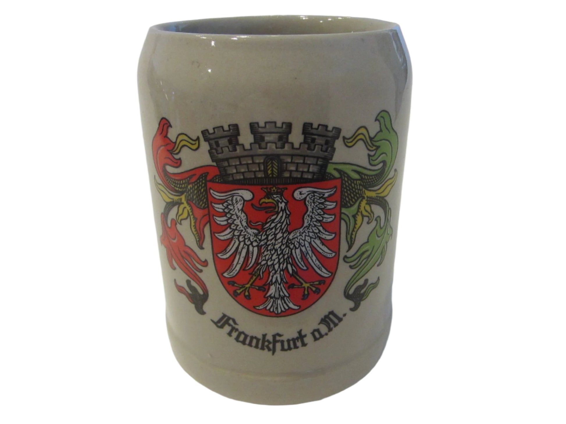 Frankfurt W Germany Gerz Ceramic Mug Etched Mark Crest of Region - Designer Unique Finds 