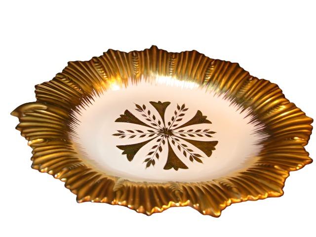 Marboro Italy Sunburst Porcelain Collector Plate Gilt Decorated - Designer Unique Finds 
