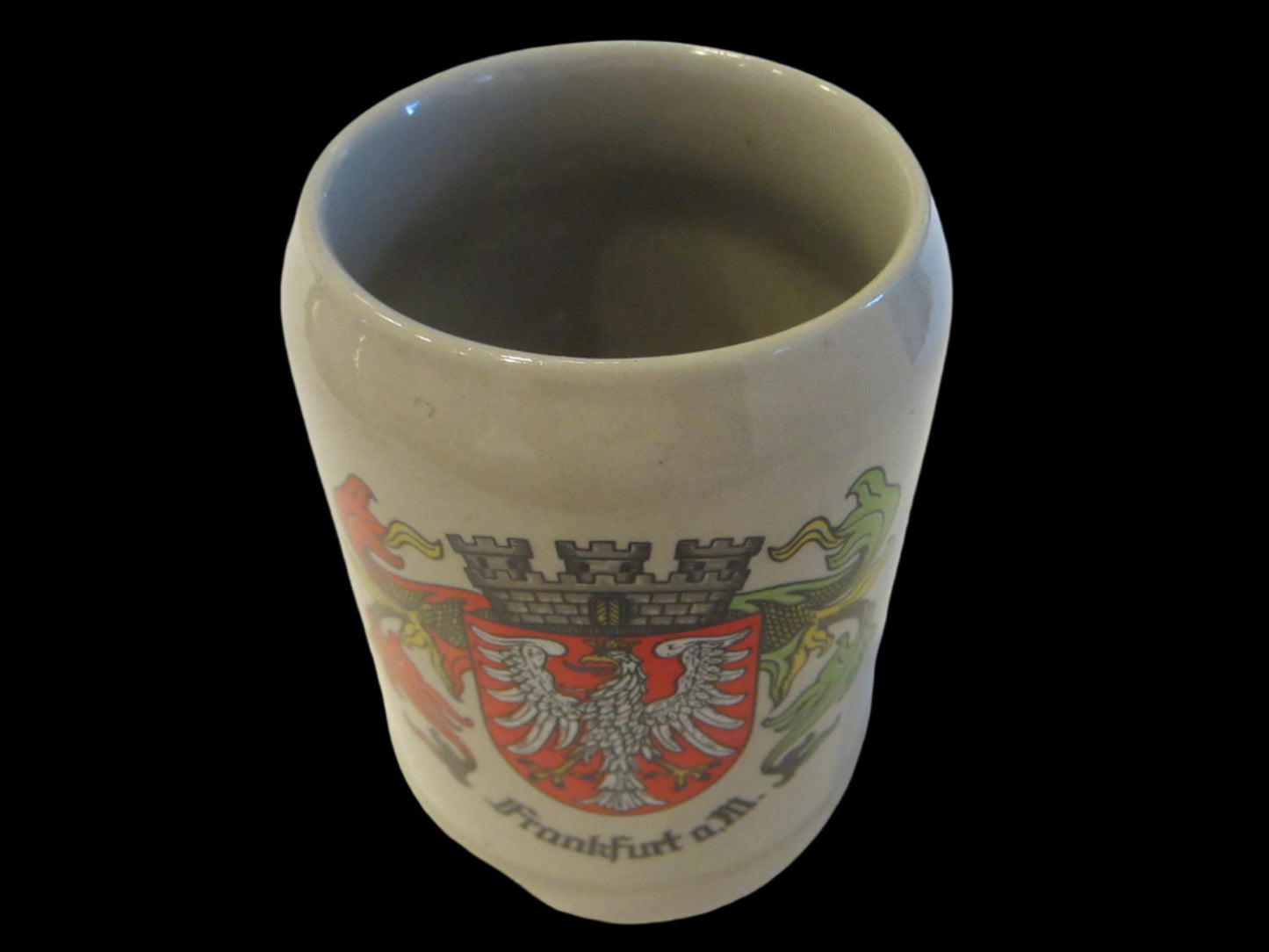 Frankfurt W Germany Gerz Ceramic Mug Etched Mark Crest of Region - Designer Unique Finds 