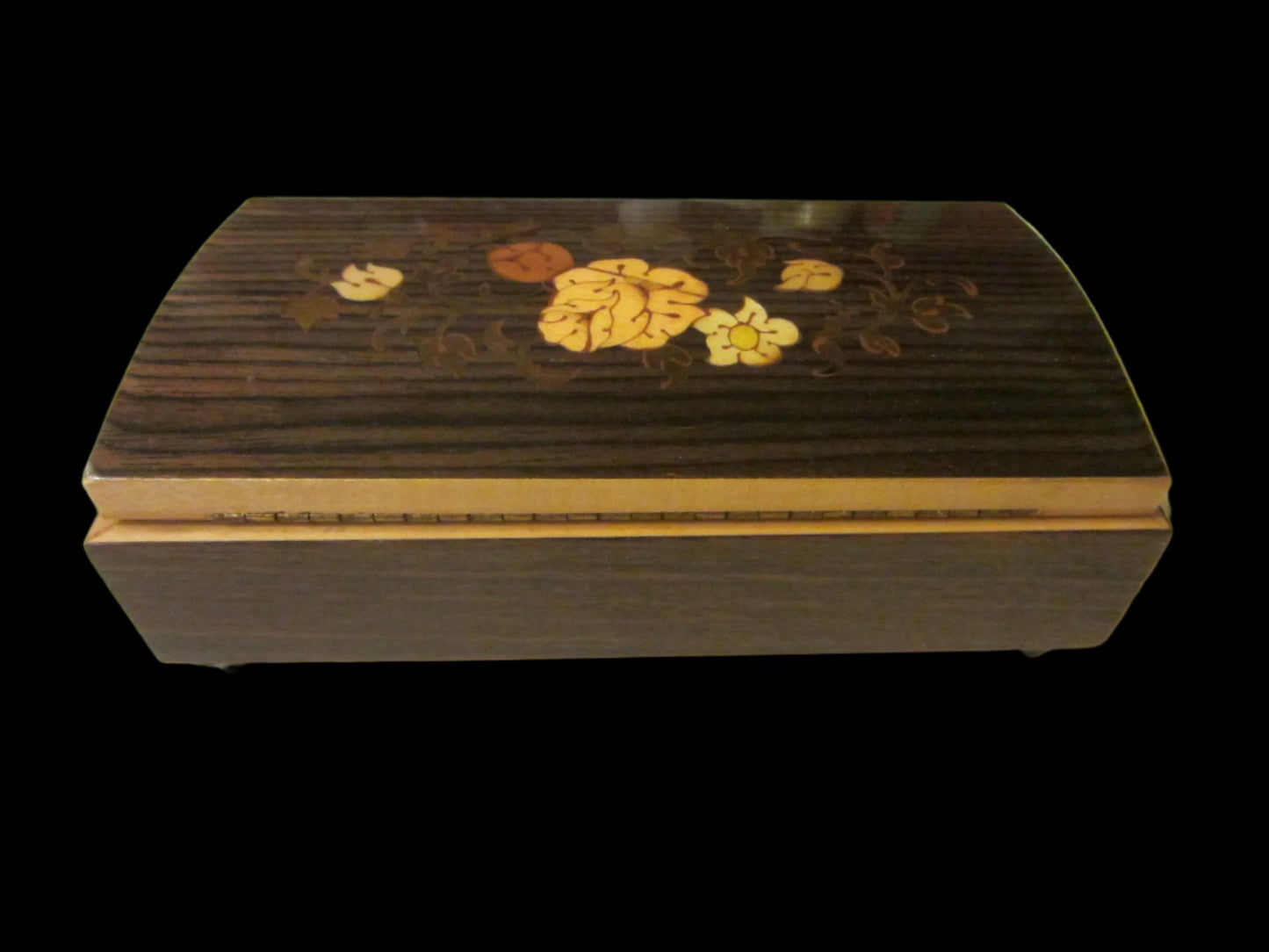 Musical Jewelry Box Maple Floral Marquetry Japan Sanyo You Light Up My Life