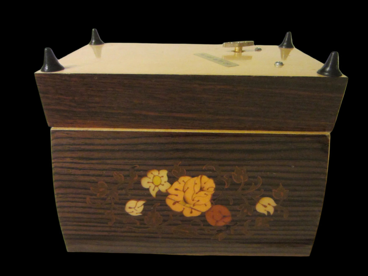 Musical Jewelry Box Maple Floral Marquetry Japan Sanyo You Light Up My Life