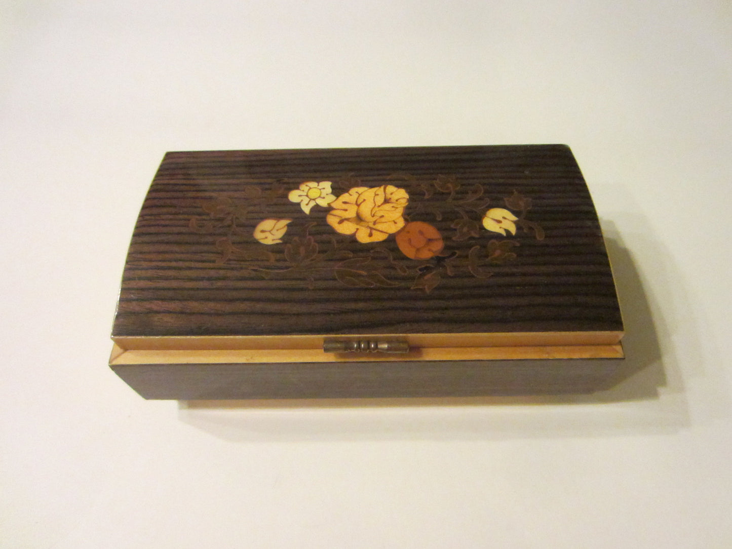 Musical Jewelry Box Maple Floral Marquetry Japan Sanyo You Light Up My Life