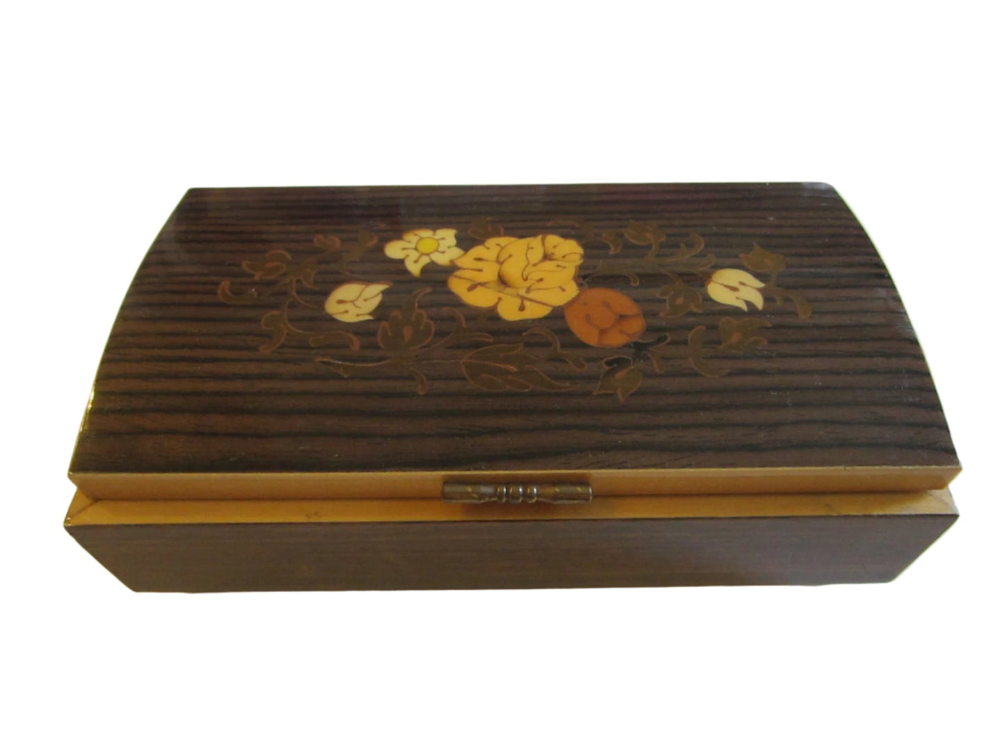 Musical Jewelry Box Maple Floral Marquetry Japan Sanyo You Light Up My Life