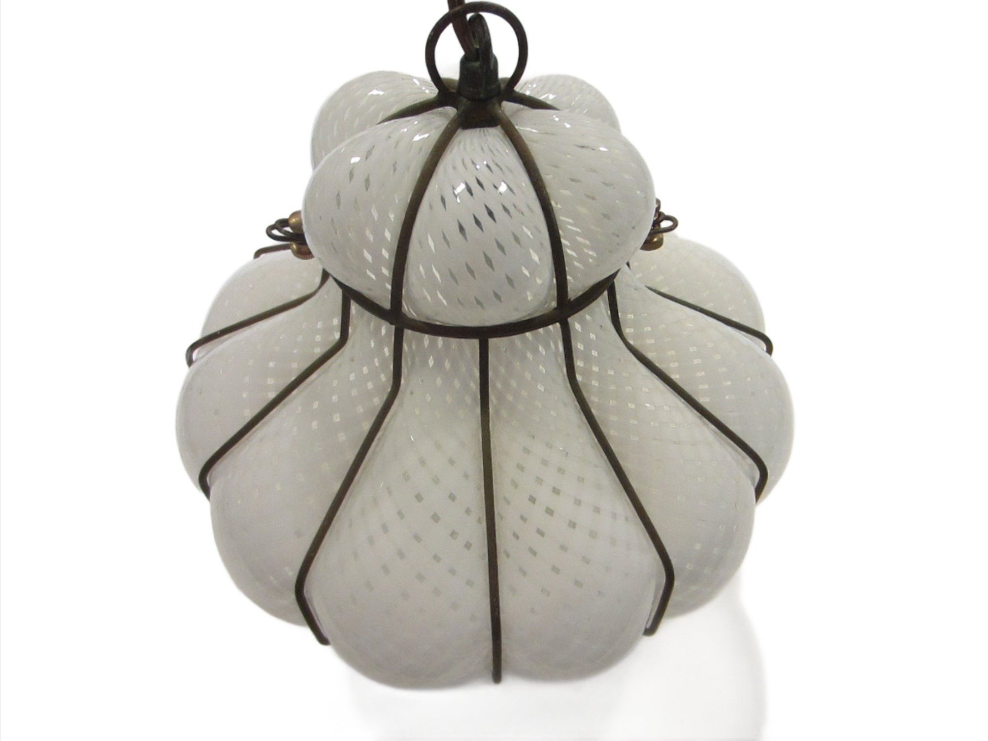 Venetian Latticino Mid Century Glass Pendant Lighting 