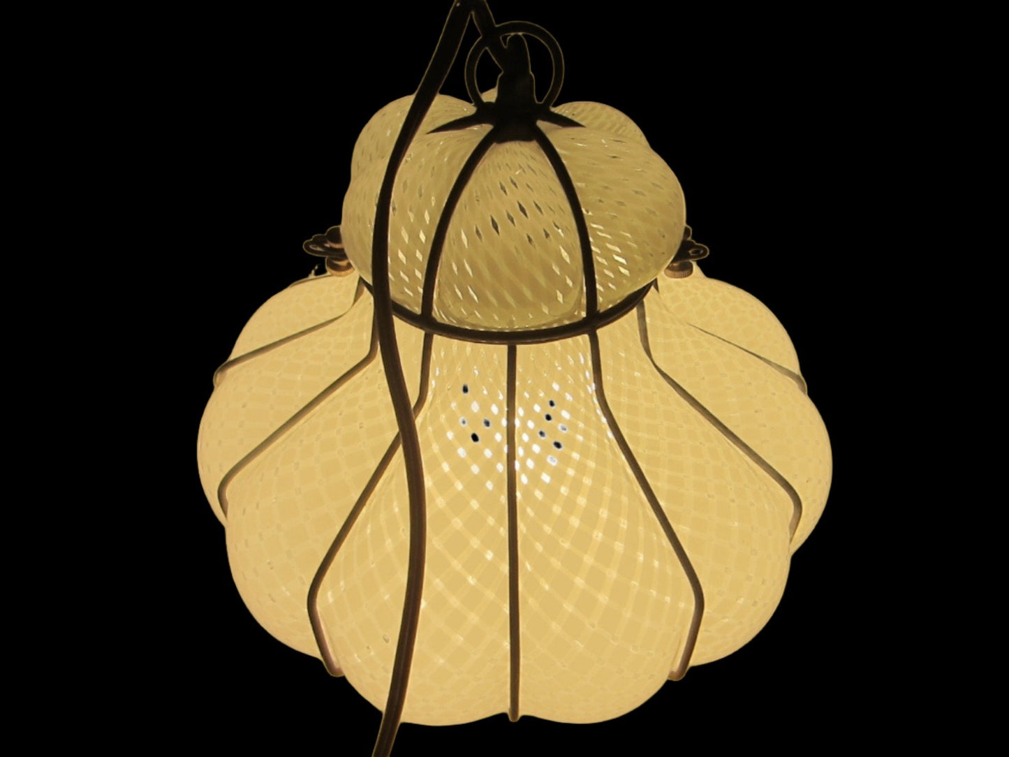 Venetian Latticino Glass Mid Century Modern Pendant Lighting