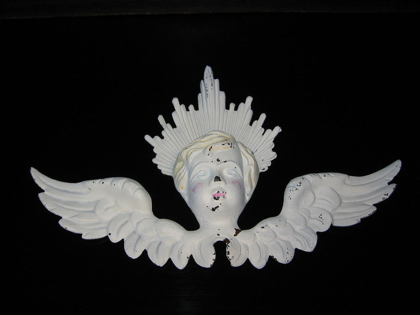 Folk Art White Hand Painted Metal Angel - Designer Unique Finds 
 - 2