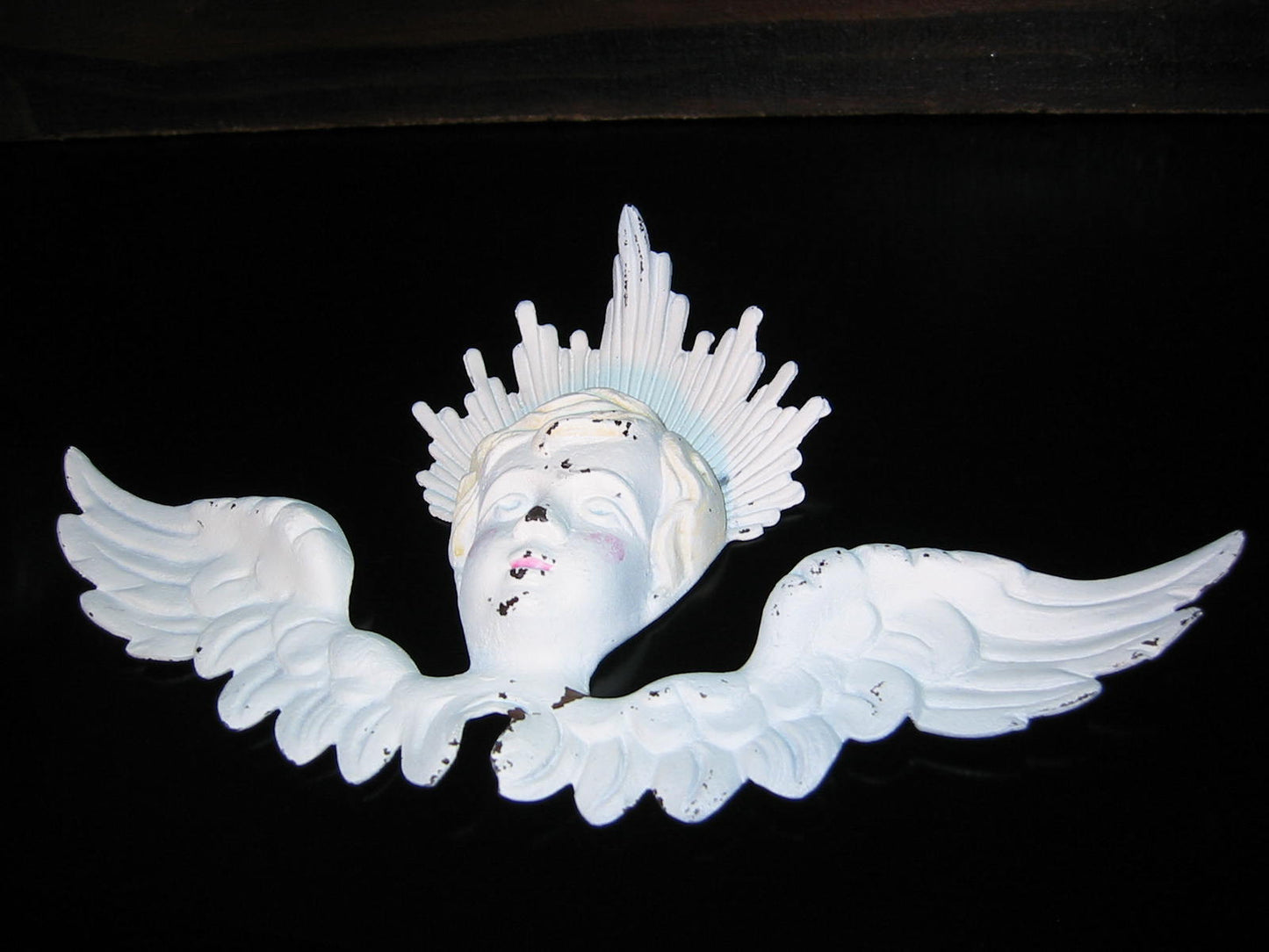 Folk Art White Hand Painted Metal Angel - Designer Unique Finds 
 - 4