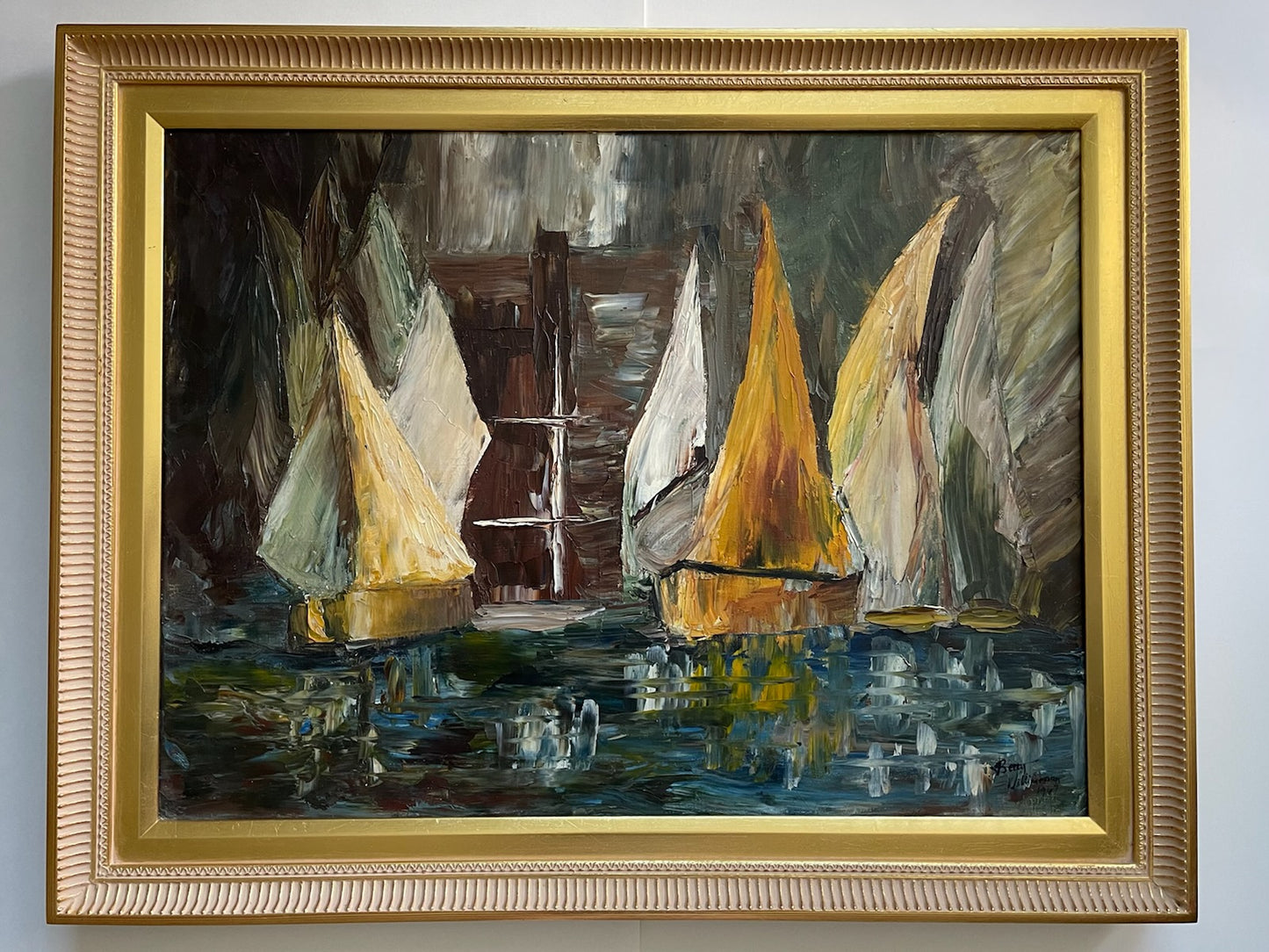 Betty Williamson Sailboats Nautical Oil On Canvas