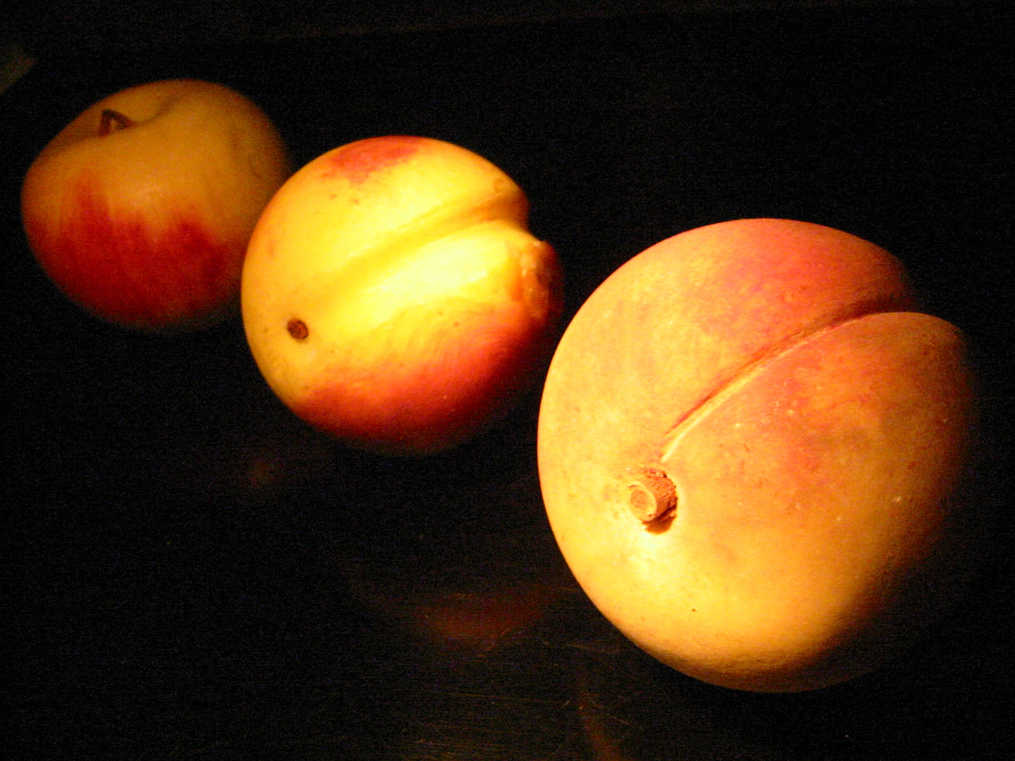 Life Size Stone Apple Peach Nectarine Apricot Stem Fruits