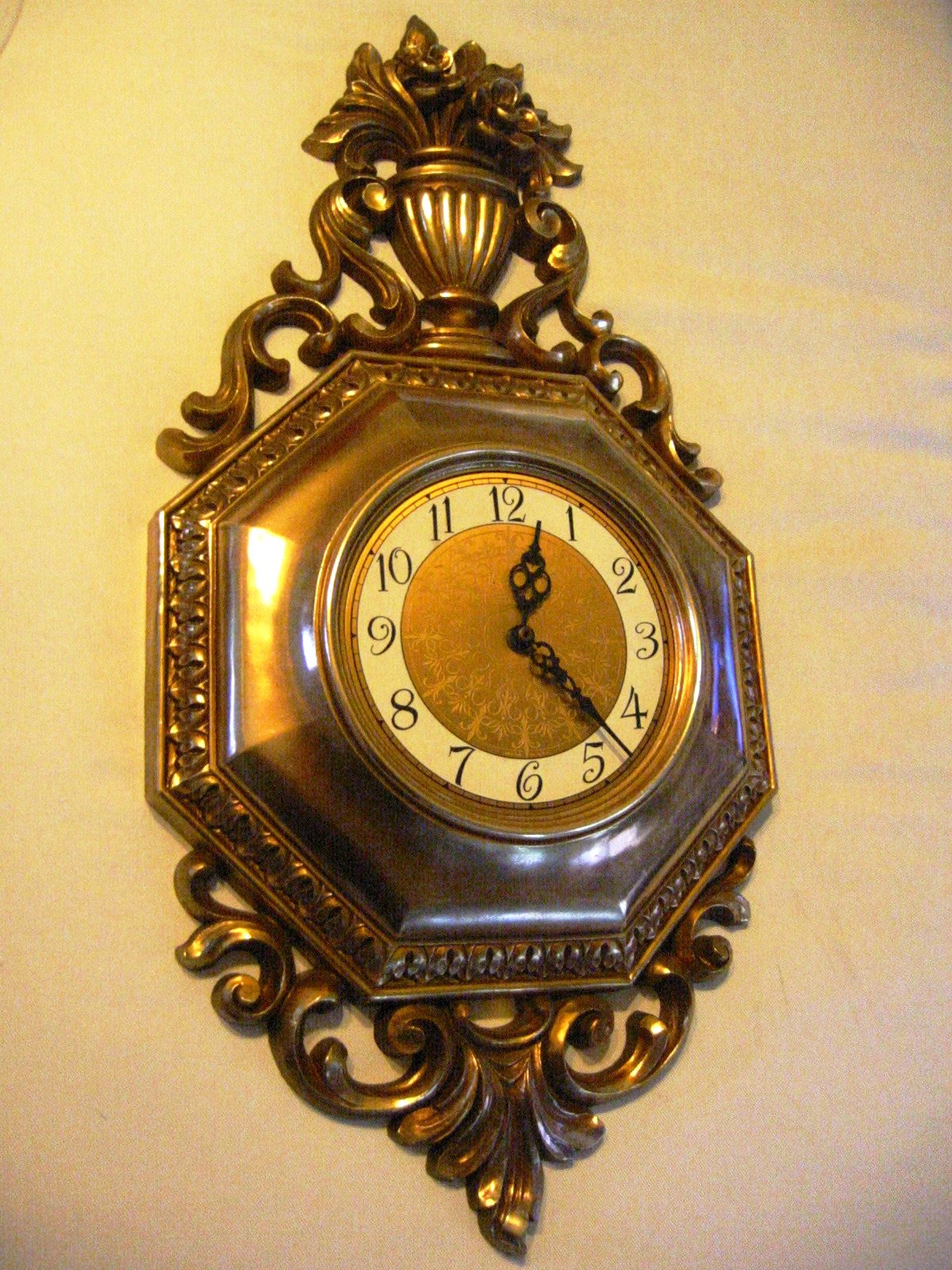 Syroco Clock Wall Decoration Rococo Style Golden Composition - Designer Unique Finds 
 - 1