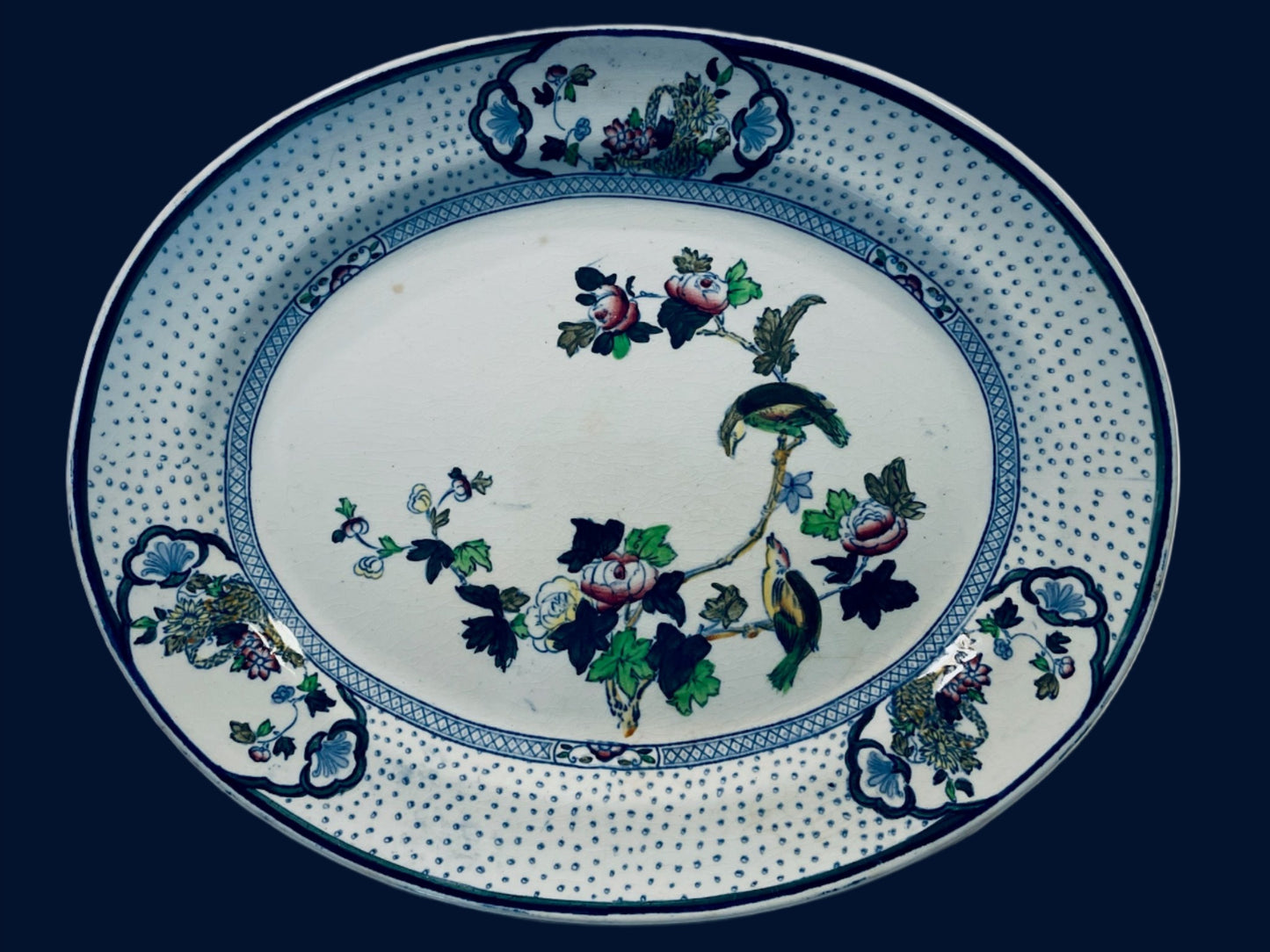 A Chinoiserie Antique Oval Serving Platter