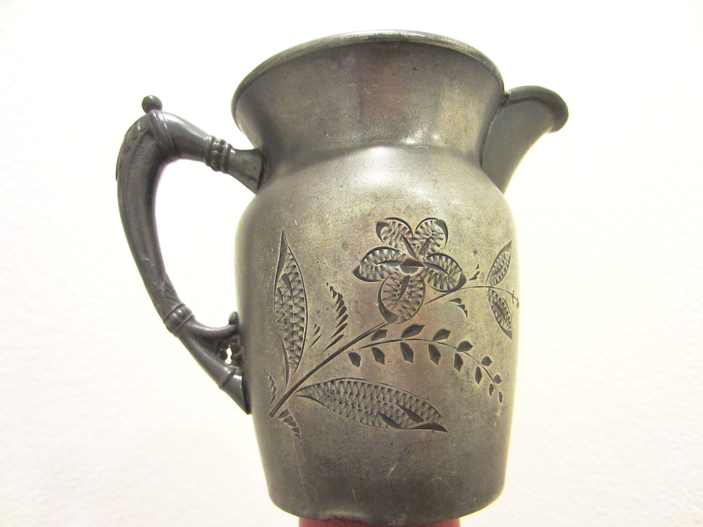 Albany Silver Triple Plate Cream Ware Jug Floral Etching Hallmarks - Designer Unique Finds 