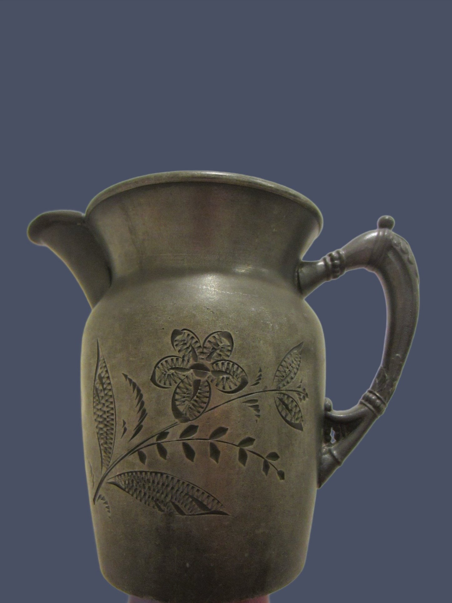 Albany Silver Triple Plate Cream Ware Jug Floral Etching Hallmarks - Designer Unique Finds 