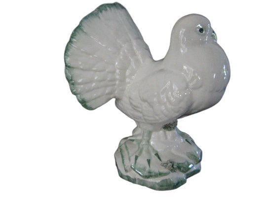 Italy White Ceramic Dove Green Accent - Designer Unique Finds 